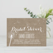 Rustic Burlap Dandelion Bgloing Vrijgezellenfeest Kaart (Staand voorkant)