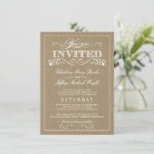 Rustic Burlap Elegant Wedding Invitations Kaart (Staand voorkant)