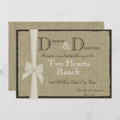 Rustic Burlap en Bow Reception Info Kaart (Voorkant / Achterkant)