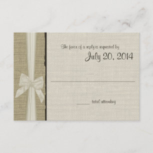 Rustic Burlap en Bow Rustic Country Response RSVP Kaartje
