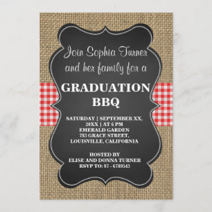 Rustic Burlap en Chalkboard AFSTUDEREN BBQ Custom Kaart