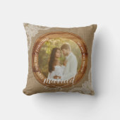 Rustic burlap en kant Eerste kerst als getrouwd pa Kussen (Voorkant)