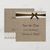 Rustic Burlap en kant opslaan Datum Save The Date (Voorkant / Achterkant)