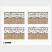 Rustic Burlap en Lace Rechthoekige Sticker (Vel)