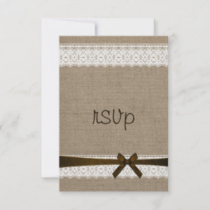 Rustic Burlap en Lace RSVP Wedding Kaartje
