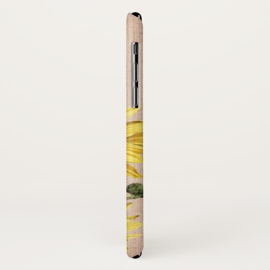 Rustic Burlap en Sunflower Monogram Case-Mate iPhone Case (Achterkant/links)