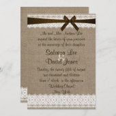 Rustic Burlap en uitnodiging voor weddenschappen (Voorkant / Achterkant)