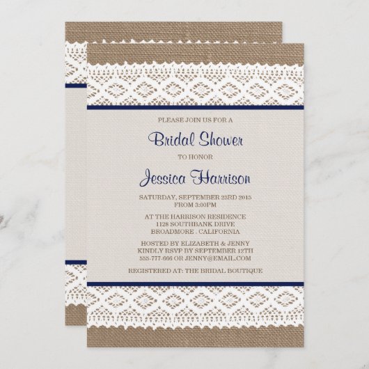 Rustic Burlap en Vrijgezellenfeest met witte lens Kaart (Voorkant / Achterkant)