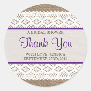 Rustic Burlap en Vrijgezellenfeest met witte lens Ronde Sticker