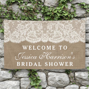 Rustic Burlap en Vrijgezellenfeest met witte lens Spandoek