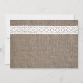 Rustic Burlap en  witte ruimte sparen de datum Save The Date (Achterkant)