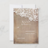 Rustic Burlap et dentelle mariage carte RSVP (Devant)