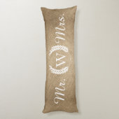 Rustic Burlap Farmhouse Laurels - Gepersonaliseerd Lichaamskussen (Achterkant (Verticaal))
