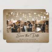 Rustic  Burlap foto Wedding Save the Date (Voorkant / Achterkant)