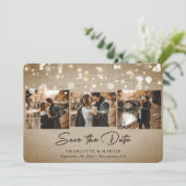 Rustic  Burlap foto Wedding Save the Date (Staand voorkant)