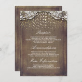 Rustic Burlap Gold Confetti Lace Wedding Details Informatiekaartje (Voorkant / Achterkant)