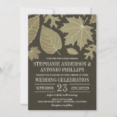 Rustic Burlap Gold Fall quitte les invitations de  (Devant)