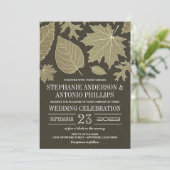 Rustic Burlap Gold Fall quitte les invitations de  (Debout devant)