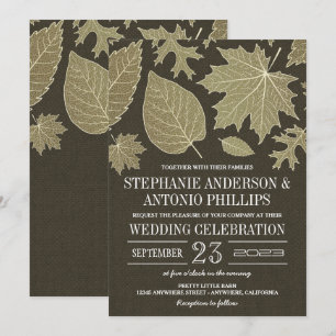 Rustic Burlap Gold Fall quitte les invitations de 