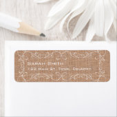 Rustic Burlap Imprimer Mariage Étiquette de adress (En situation)