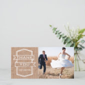 Rustic Burlap Imprimer Mariage Photo Merci Cartes (Debout devant)