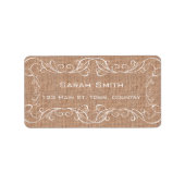 Rustic Burlap Imprimer Mariage Retourner Étiquette (Devant)