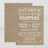 Rustic Burlap Invitations Traditionnelles De Maria (Devant / Derrière)