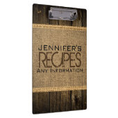 Rustic Burlap Kitchen Koken hout Klembord (Rechts)