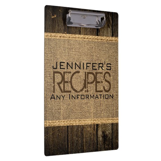 Rustic Burlap Kitchen Koken hout Klembord (Rechts)