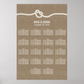 Rustic Burlap Knot 18 Tables Wedding Seating Chart Poster (Voorkant)