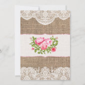 Rustic Burlap Lace Bridal Shower Rozen Kaart (Achterkant)