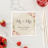 Rustic Burlap Lace Floral Mr. en Mrs Wedding Servetten (Insitu)
