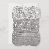 Rustic Burlap Lace Gray Bridal Shower Kaart (Voorkant)