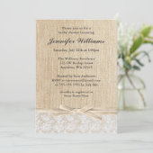 Rustic Burlap Lace Ivory Ribbon Vrijgezellenfeest Kaart (Staand voorkant)