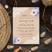 Rustic Burlap Lace Paarse Floral Islamic Wedding Kaart