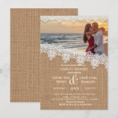 Rustic Burlap Lace Photo Couples Shower Kaart (Voorkant / Achterkant)