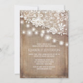 Rustic Burlap Lace String Lights Afstuderen Kaart (Achterkant)