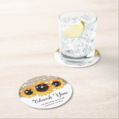 Rustic Burlap Lace Sunflower Wedding Ronde Kartonnen Onderzetter (Insitu)