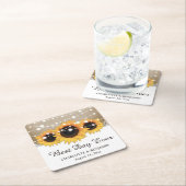 Rustic Burlap Lace Sunflower Wedding Vierkante Kartonnen Onderzetter (Insitu)