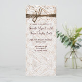 Rustic Burlap Lace Twine Country Wedding Programme Programma (Staand voorkant)