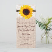 Rustic Burlap Lace Twine Programme de mariage de t (Debout devant)