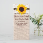Rustic Burlap Lace Twine Programme de mariage de t (Debout devant)