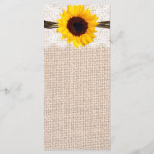 Rustic Burlap Lace Twine Sunflower Wedding Program Programma (Achterkant)
