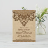 Rustic Burlap Lace Vrijgezellenfeest Kaart (Staand voorkant)