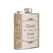 Rustic Burlap Lace Wedding Groom Heupfles (Rechts)