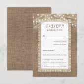 Rustic Burlap Lace Wedding RSVP Kaartje (Voorkant / Achterkant)