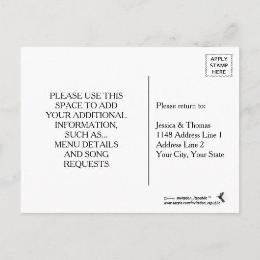 Rustic Burlap &  Lace Wedding RSVP Uitnodiging Briefkaart (Achterkant)