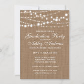 Rustic Burlap Lights Graduation Party Invitation (Devant)