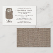 Rustic Burlap, Mason Jar Baby shower Invitation de (Devant / Derrière)