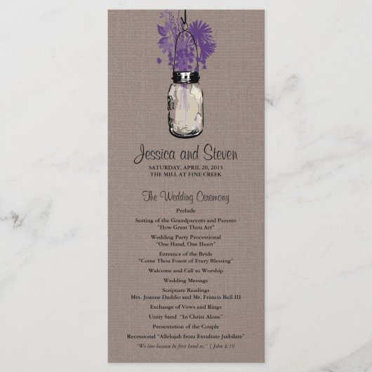 Rustic Burlap Mason Jar et le programme Fleur sauv (Devant)